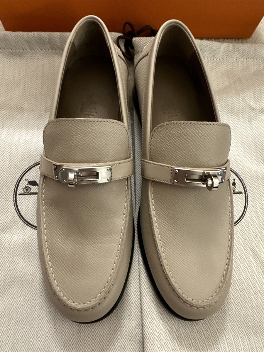 Mocassin Hermes Destin En Veau Epsom Marron Taille 37 - Boucle Kelly - Occasion Bon État