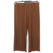 Susan Graver QVC Plus Brown Every Day Regular Liquid Knit Wide Leg Pants 2X