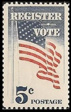 US 1249 Register and Vote 5c single MNH 1964