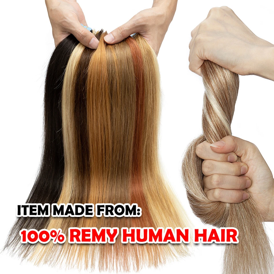 Tape-In THICK Russian Remy Human Hair Extensions FULL HEAD Invisible Skin Wefted - image 4 of 4