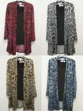 New Susan Graver Foil Printed Leopard Jaguar DUSTER + TANK 2-pc SET Womens XS-3X