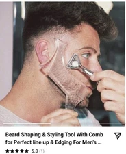 Beard Shaping Tool Guide Bamboo Comb Grooming Kit Shaper Template Lineup Edging