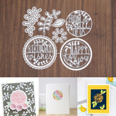 Circle Sentiments #1 w Foliage Cutting Dies   Happy for You Birthday Wishes +