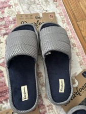 Dearfoams Men's Memory Foam Adjustable Slide Sandal Slippers 13-14 Grey XL NEW