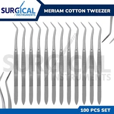 100 Meriam Foil Dental Cotton Forcep Tweezer Serrated Angled Beak Dressing Plier
