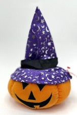 Halloween Jack O'Lantern ty Pluffies  Gourdy  Plush w Purple Witches Hat has tag