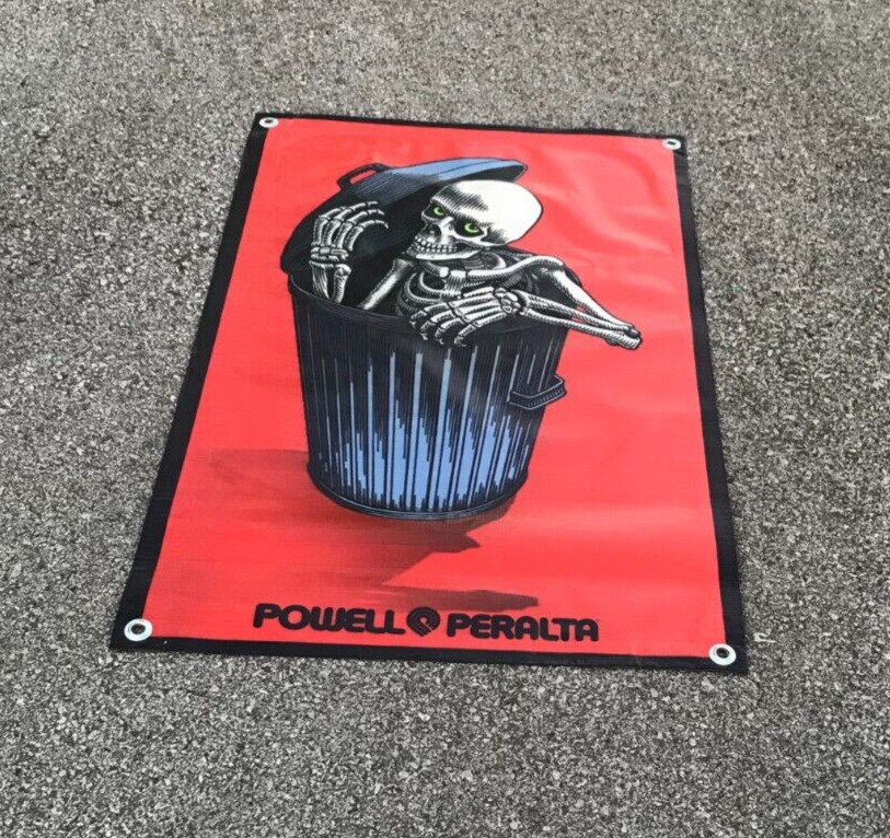 Skateboard surfing poster banner ripper garbage can cap skate sign