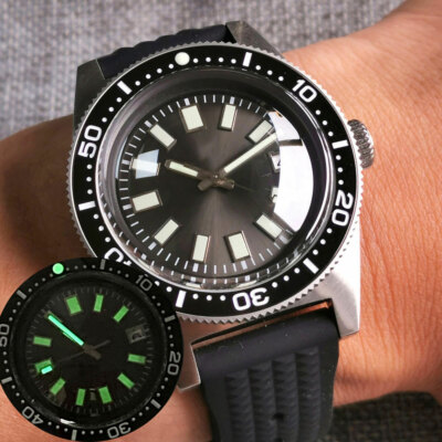 41mm NH35 Diver Automatic Men's Watch Domed Sapphire Glass Gray Dial 300ATM