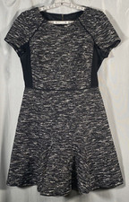 J.Crew Dress Womens 6 Tweed Black Gray White Career Short Sleeve Lined