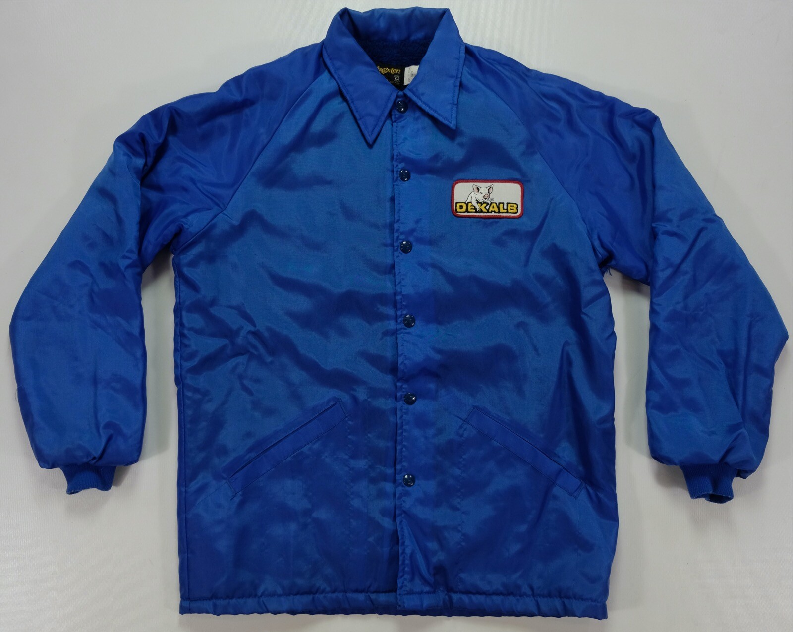 Rare VTG SWINGSTER DeKalb Pig Patch Logo Faux Fur Lin… Gem