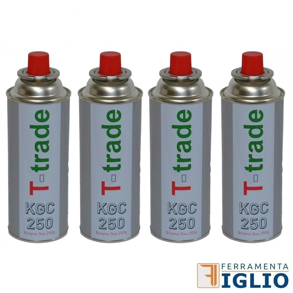 Bomboletta Cartuccia Gas Butano 4 PZ per Ricarica Fornello Cucina da Campeggio