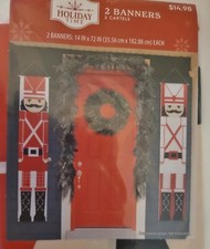 Holiday Time Nutcracker Banners Pair Soldier Figures Door Decor 14" X 72" NIP