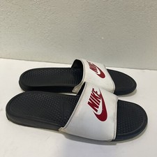 Nike Benassi JDI Slide White and Red Size mens 14 Slippers Sandals