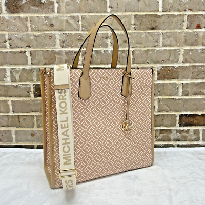 Michael Kors Beige Tan Signature Logo Leather Gold Michael Kors Beige Tan Signature Logo Leather Gold Buckle  main image 2