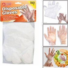 Disposable Gloves Plastic X 150 Cleaning Hair Food Hygiene Catering Protective