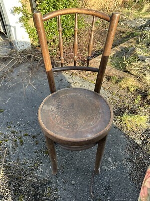 Vintage Old Stand Chair Fischel Bentwood Patterned Seat UK