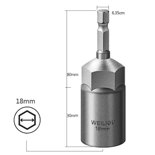 30mm Hex Deep Socket Nut Driver Bit Impact Driver Drill 6mm-19mm 1/4" Hex Shank - Bild 35 von 39