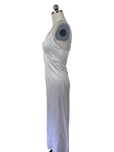 Y2K Maxi Slip Dress Womens S-M White Crochet Lace Coquette Cottage Fairy Boho - Picture 4 of 7