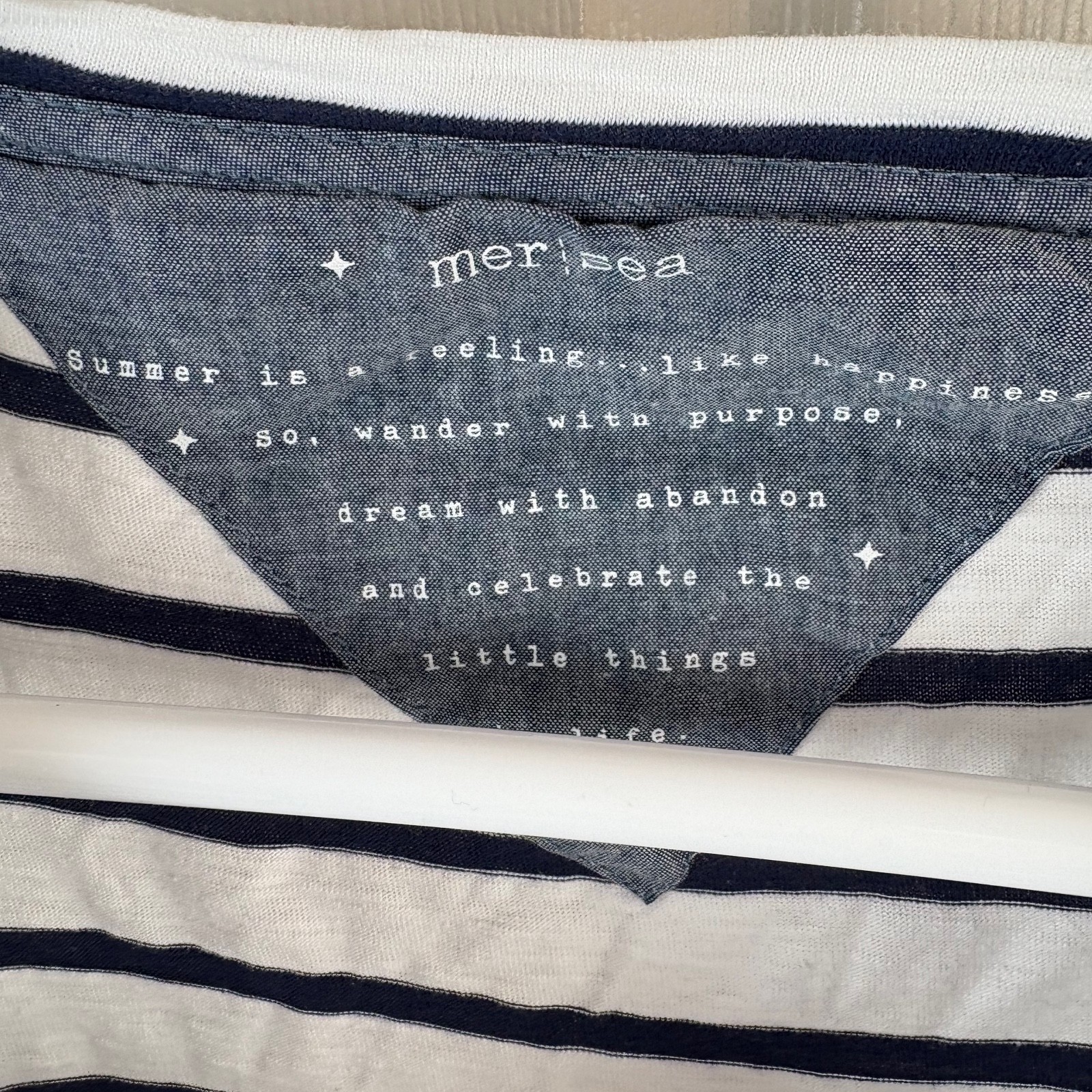 Women's Mersea Catalina Slub Cotton Striped Top Blue White One Size