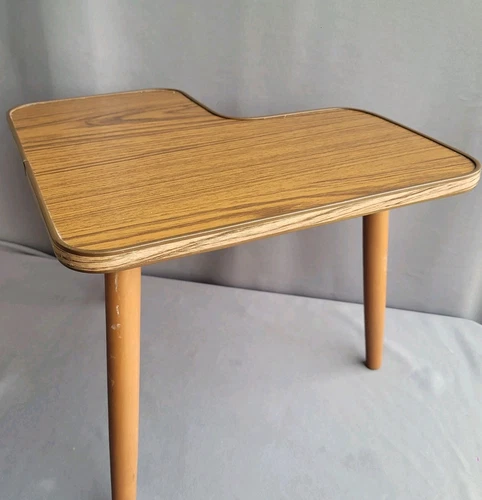 Mesa auxiliar esquinera vintage Mcm soporte para plantas efecto madera patas boomerang dansette - Imagen 5 de 13
