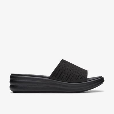 CLARKS CLOUDSTEPPERS Clarks Womens Drift Twist Black Slip Ons,Wedges Synthetic Casual