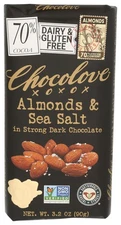 Chocolove Bar Almond Sea Salt 70% Dark Chocolate 3.2 Oz