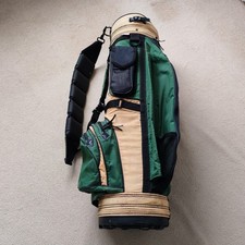 Vintage Burton MFG Co Golf Bag USA Jasper Alabama 6-Way Canvas Nylon Green Brown