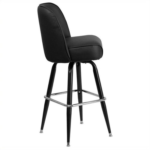 Home Quadratischer Metallbarhocker mit drehbarem Schalensitz in Schwarz - 2er Set - Bild 4 von 5