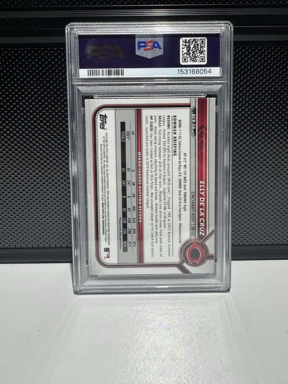 Elly De La Cruz 2022 Bowman Mega Box #BCP-50 Mojo Refractor (RC) PSA 10 view 2