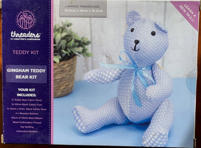 Crafter's Companion Einfädler blau Gingham Teddybär Set. Nagelneu .99p Start.