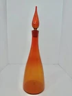 Vintage MCM Blenko Glass 920M Tangerine Crackle decanter W/stopper