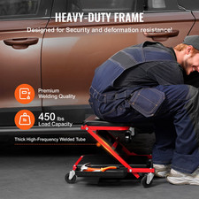 36" Foldable Z Garage Creeper Mechanic Stool with Tool Tray 360 Rolling Wheel