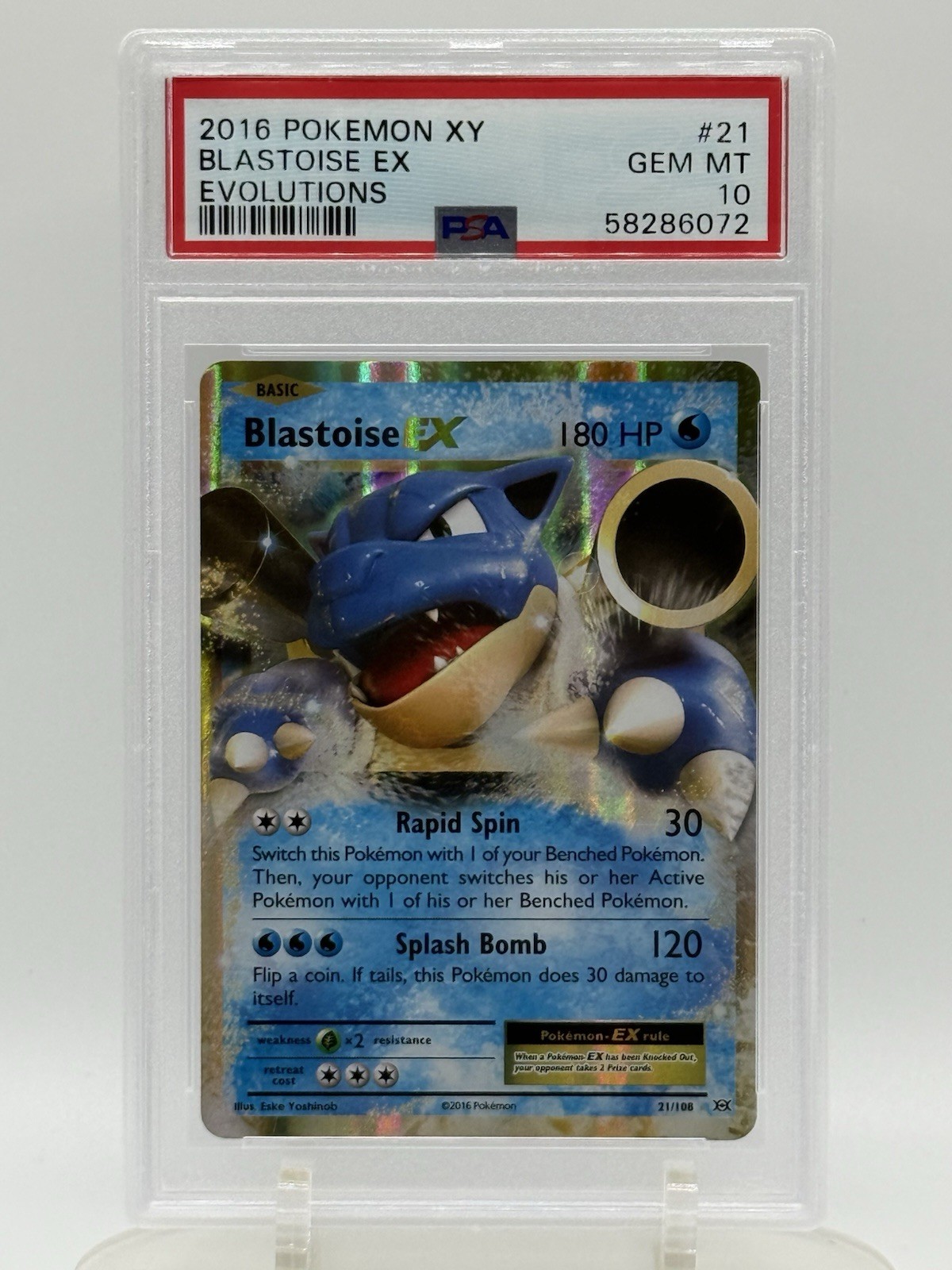 2016 Pokemon Blastoise EX #21 XY Evolutions PSA 10 GEM MINT Holo