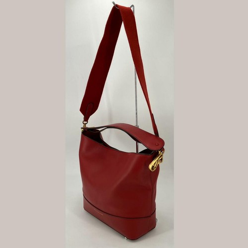 RALPH LAUREN Vintage Y2K Luxury Designer Red Leather Logo Hobo