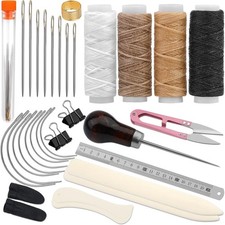 33-Piece Book Binding Kit with Bone Folders, Paper Creasers, Needles, Waxed