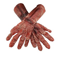 Halloween Costume Gloves Red Blood Horror Zombie Hands Tricks Cosplay Party P...