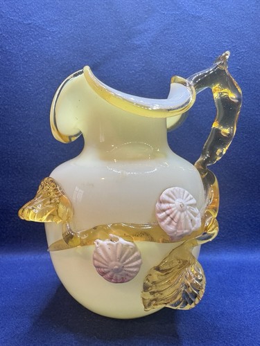 Uranium Glass Victorian Opaline Vase Flowers & CadmiumStevens & Williams Art - Picture 2 of 24