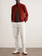 Men's Bomber Leather Jacket Red Pure Suede Size XS S M L XL XXL Custom Made- 321