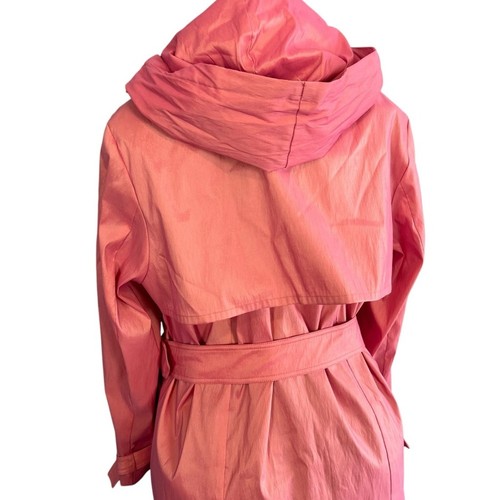 Samuel Dong Womens Vintage Pink Belted Raincoat Size Large - Picture 9 of 11