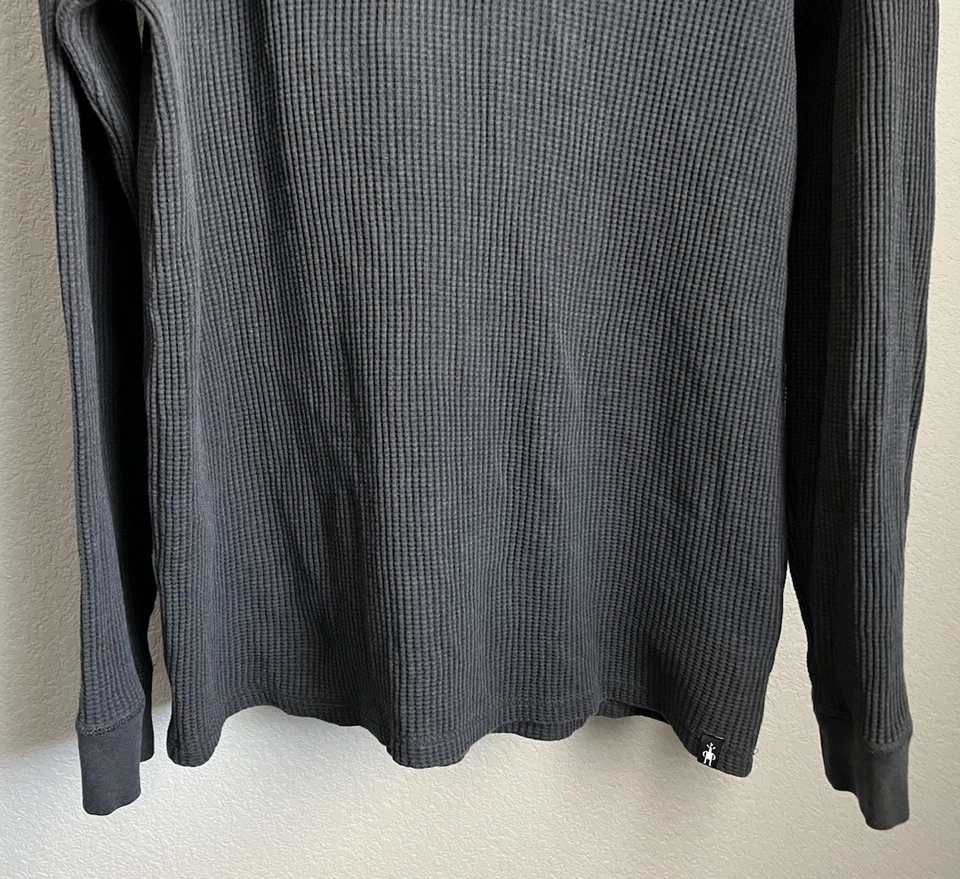 SmartWool Para Hombre M Waffle Henley Sudadera con Capucha Pullover Mezcla Lana Merino - Gris Foto 3 de 4