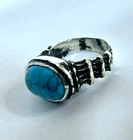 925 Sterling Silver Royal Turquoise Agate Ring - Size 7.50 US - 11g