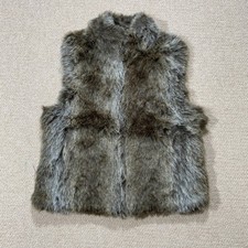 Blassport Faux Fur Gilet Womens Size 12 Medium Brown Fake Cayote Reversible Vest