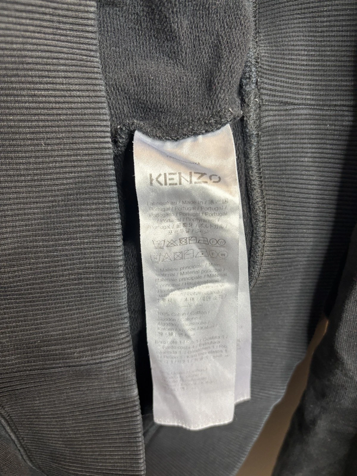 Kenzo Felpa con Cappuccio Uomo Media Nera Blu Tigre Ricamata Paris Pullover Felpa