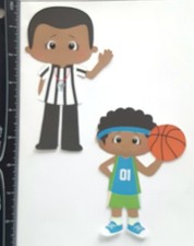 Lot of 2 African American Basketball Boy Ref SINGLE LAYER Embellishments 1151