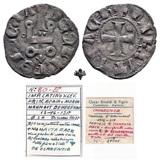 CRUSADERS Achaia Denier Tournois Mathilde de Hainaut (1316 1321) Achaea