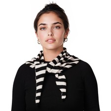 Triangle Scarf 100 Merino Wool Knit Hooded 15'' X 43.3'' Zebra Stripes