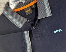 Hugo Boss Men  s Regular Fit Blue Golf Polo Shirt Small