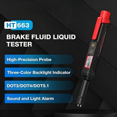 Brake Fluid Tester Pen, Moisture Detector for DOT3 DOT4 DOT5.1, 3 LED Indicator