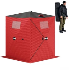 Winter Ice Fishing Tent Triple Layer Insulated Portable Pop Up Shelter with Bag