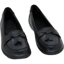 Clarks Ashland Bubble Black Bow Loafer Flats Comfort Women's US 6.5M